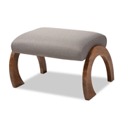 Baxton Studio Sandrine Modern and Contemporary Grey Fabric Upholstered Walnut Brown Finished Wood Ottoman